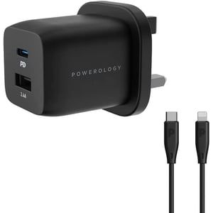 Powerology 32W Ultra Quick GaN Charger (Included USB-C to Lightning Cable)