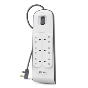 Belkin 6-Outlet Surge Protector with 2M Cord + 2 USB