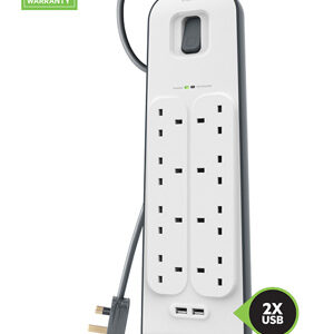 Belkin 8-Outlet Surge Protector with 2M Cord + 2 USB