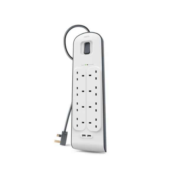 Belkin 8-Outlet Surge Protector with 2M Cord + 2 USB