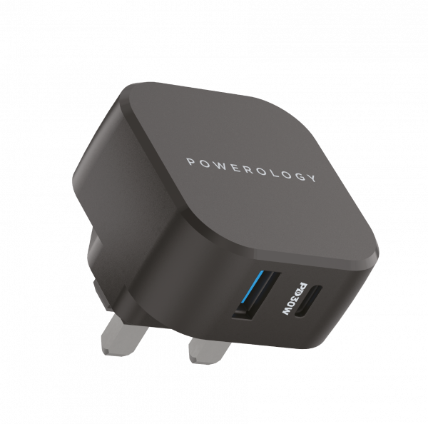 Powerology Dual Port Fast Charger 30W USB-C Power Delivery